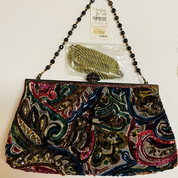 Y2K LARISA BARRERA Couture Evening Jeweled Sequin Beaded Handbag NWT - Picture 8 of 11